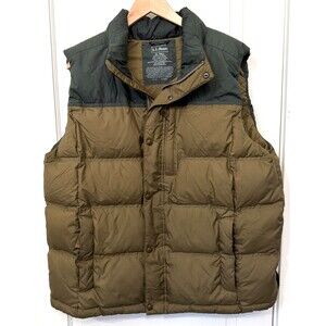 LL Bean Vest Men XL Tall XLT Green Puffer Insulate Down 80% Fill Outdoor Camping